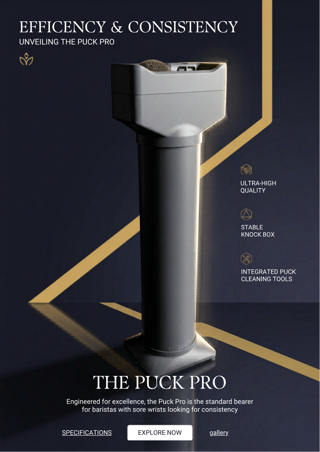 PuckPro Automatic Portafilter Cleaner — 16L Commercial Electric Knock Box