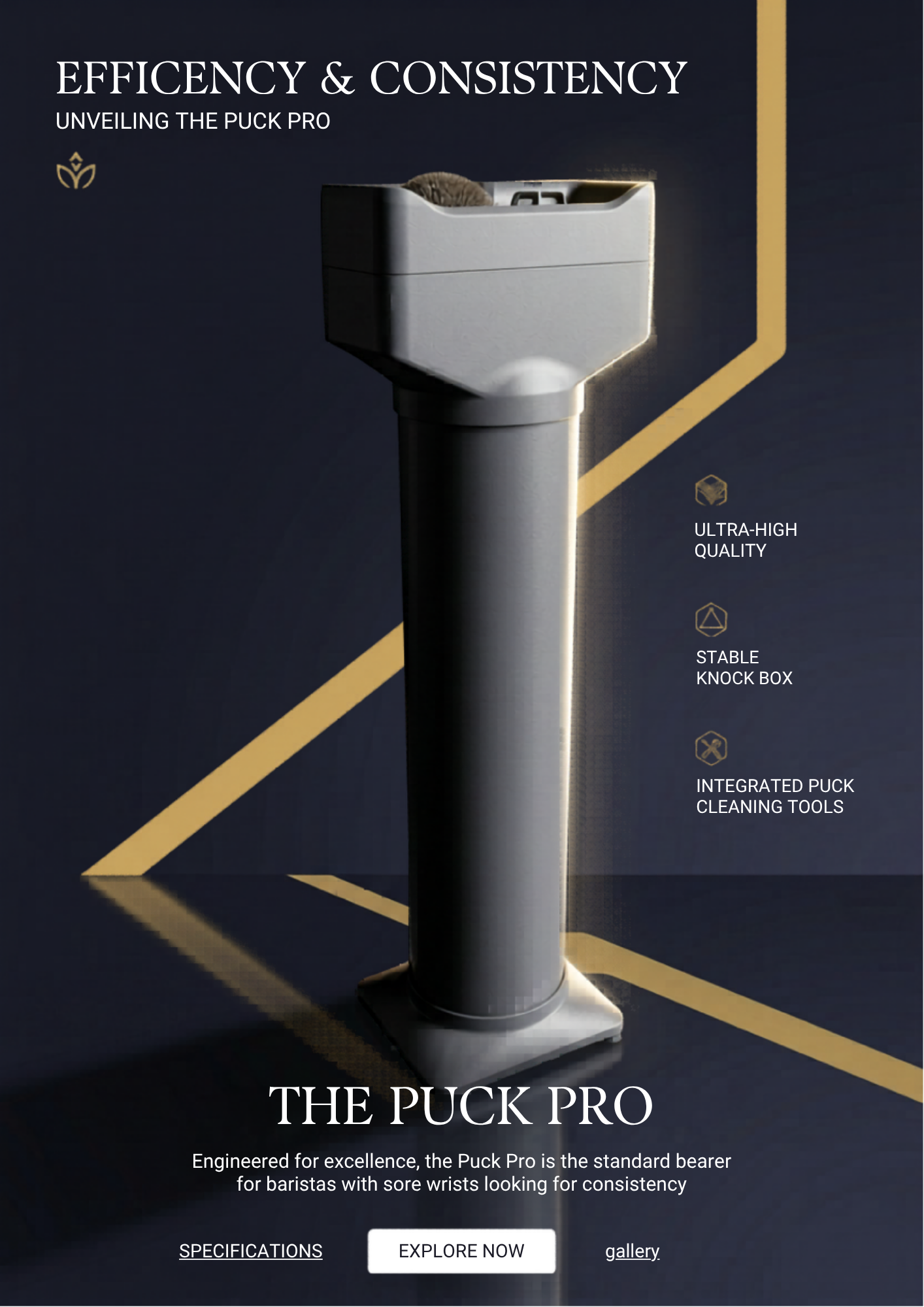 PuckPro Automatic Portafilter Cleaner — 16L Commercial Electric Knock Box