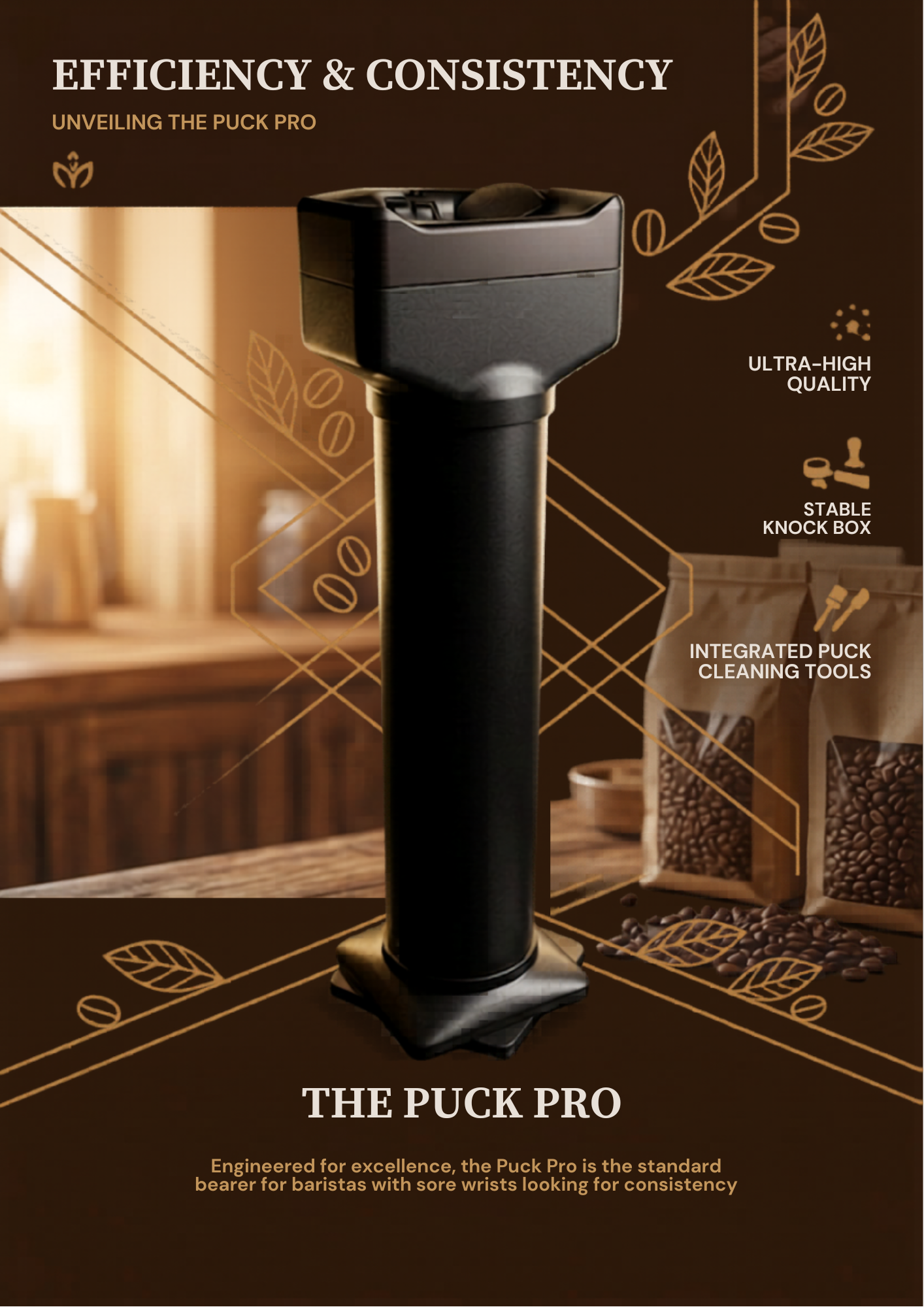 PuckPro Automatic Portafilter Cleaner — 16L Commercial Electric Knock Box